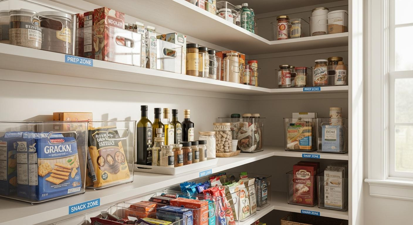 Chefs zone their pantries by workflow at home (but the snack zone fails above 48 inches)