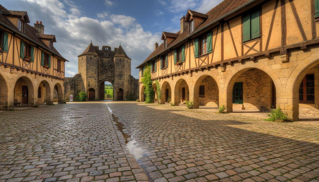 This French square holds 47 stone arches unchanged since 1281