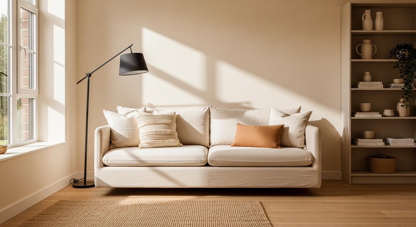 I pulled my sofa 8 inches off the wall and my studio finally feels like two rooms