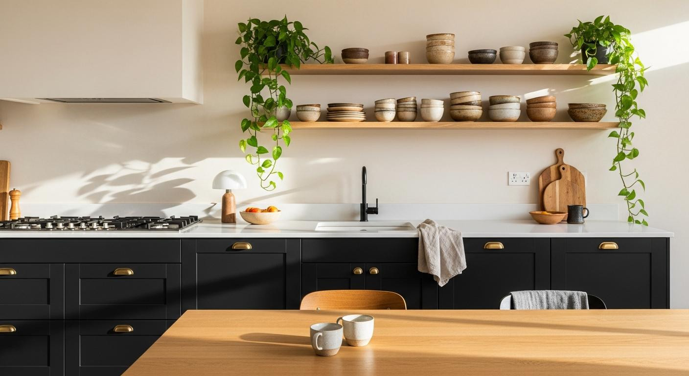 This black and tan kitchen feels like a living room for $847