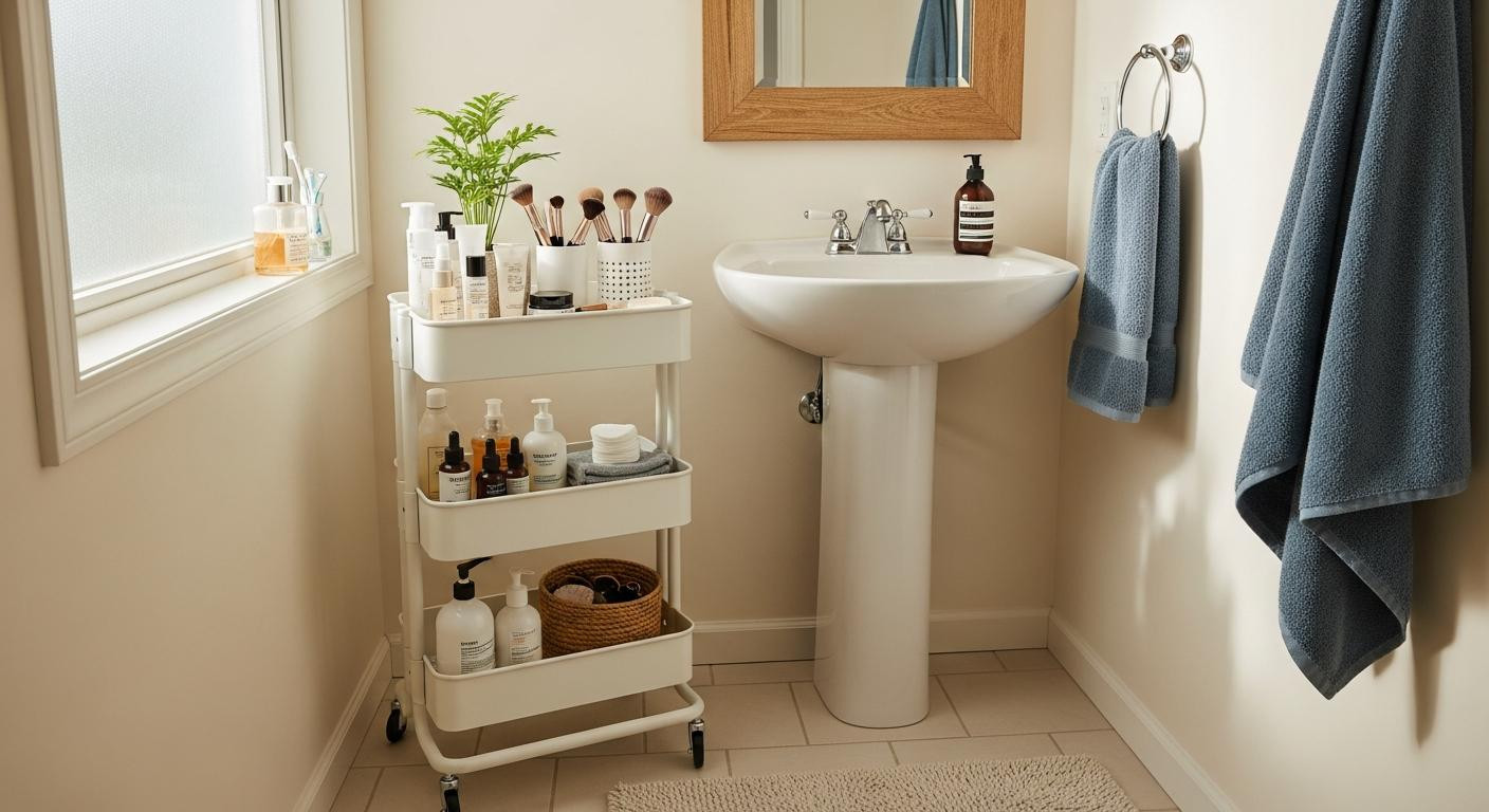 IKEA's $30 rolling cart follows your bathroom routine (not the other way around)