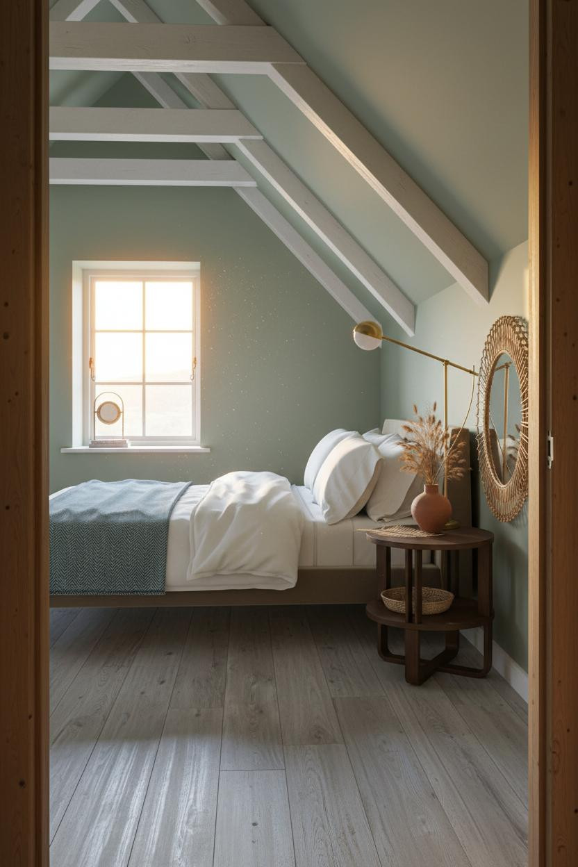 Attic Bedroom Angled Ceiling Dormer Design