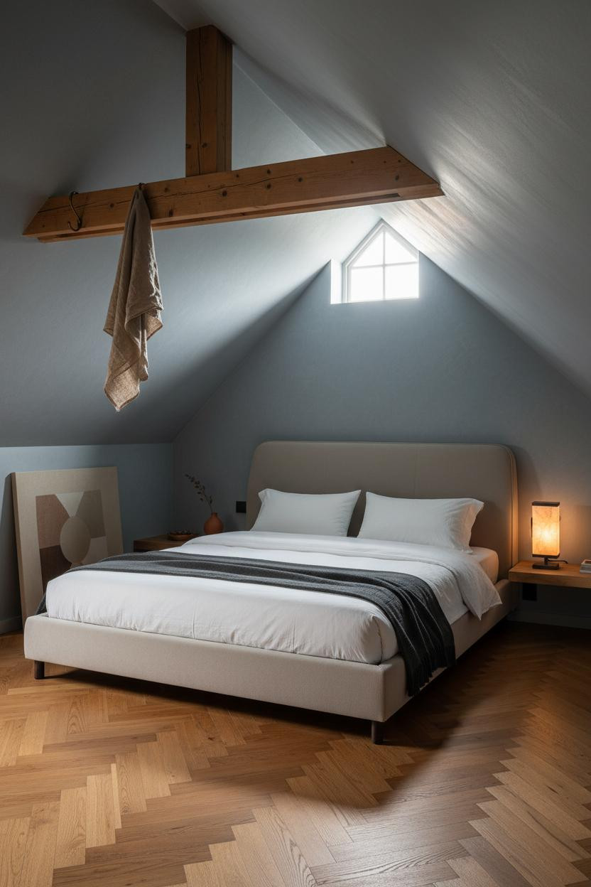 Attic Bedroom Angled Roof Dormer Light
