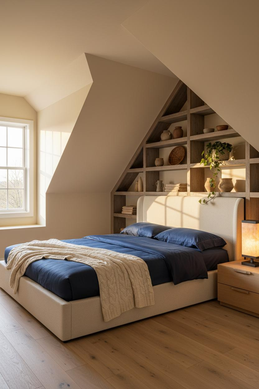 Attic Bedroom Dormer Window Built In Shelving
