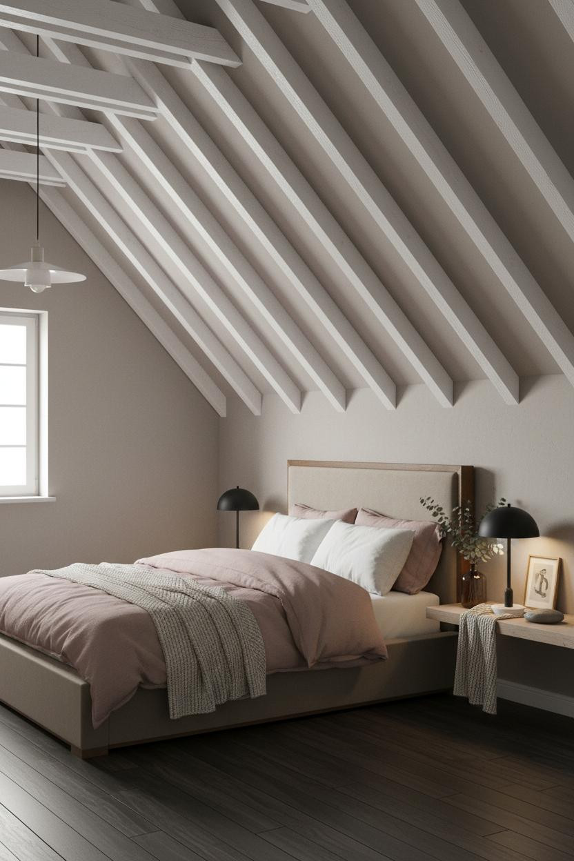 Attic Bedroom Nordic Sloped Ceiling Dormer