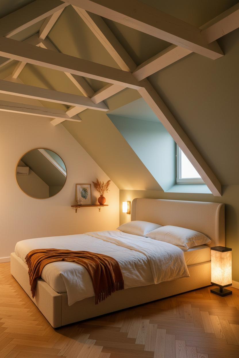 Attic Bedroom Slanted Ceiling Loft Design