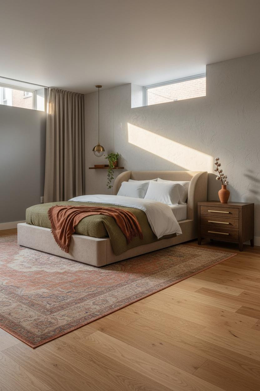 Basement Studio Apartment Japandi Bedroom