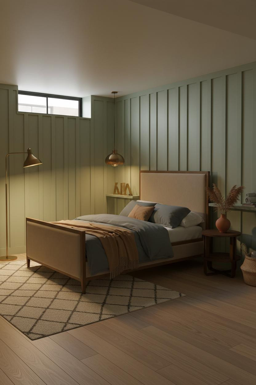 Basement Studio Apartment Sage Green Brass Loft