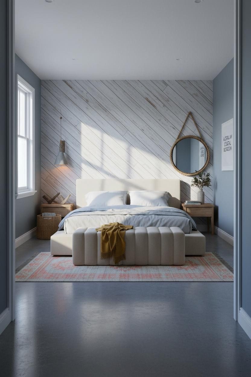 Beach House Bedroom Shiplap Coastal