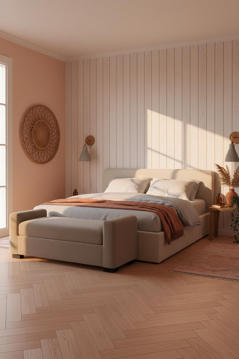 Beach House Bedroom Whitewashed Wood Coastal