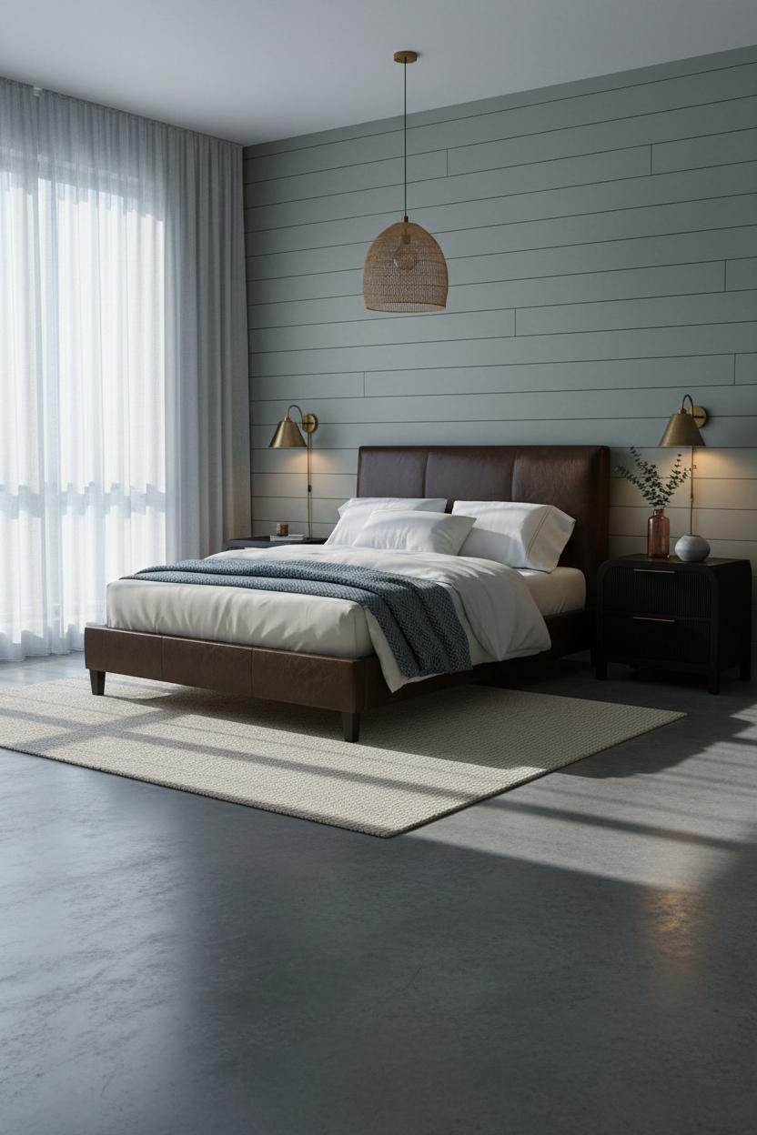 Black Bedframe Bedroom Coastal Modern Design