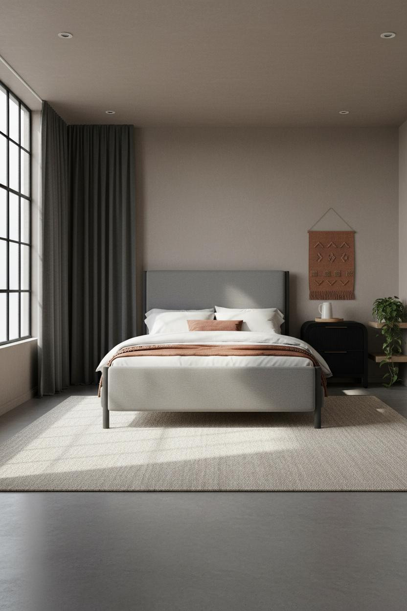 Black Bedframe Industrial Bedroom Window