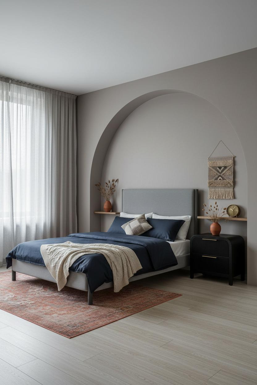 Black Metal Bedframe Bedroom Botanical Modern