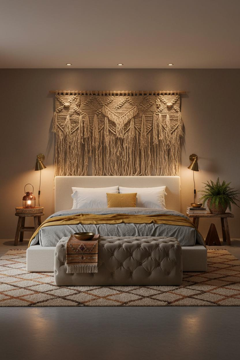 Boho Chic Bedroom Warm Bohemian Jute Wall Hanging