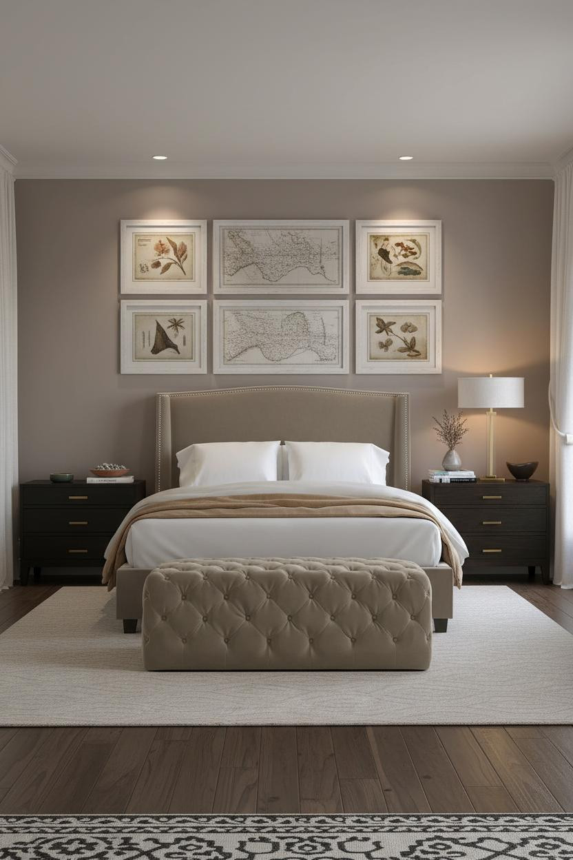Coastal Bedroom Gallery Wall Neutral
