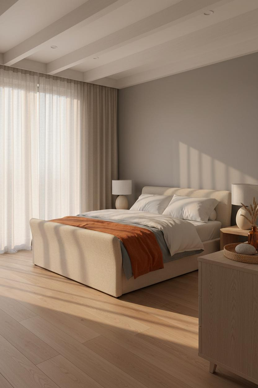 Coastal Bedroom Whitewashed Beams Beach Vibe