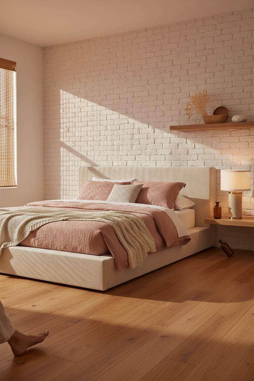 Coastal Bedroom Whitewashed Brick Beach Vibe