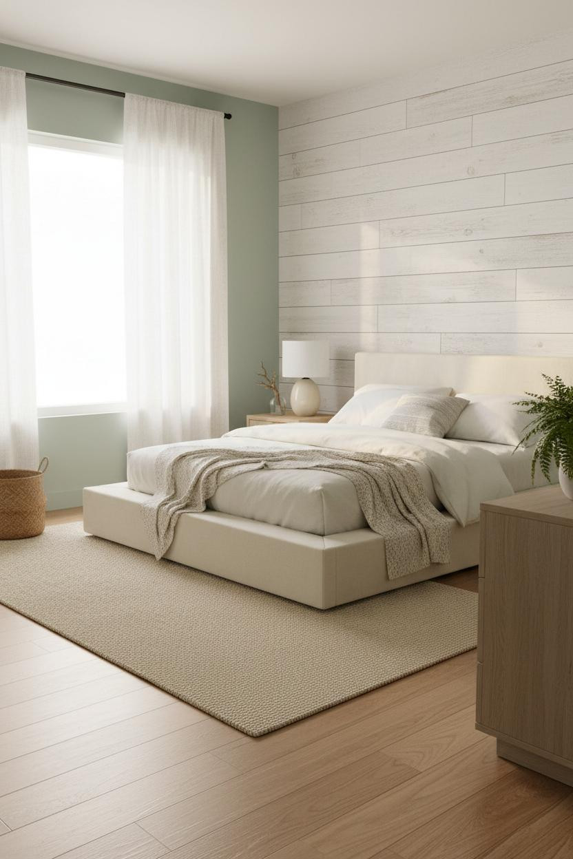 Coastal Bedroom Whitewashed Shiplap Beach Vibe