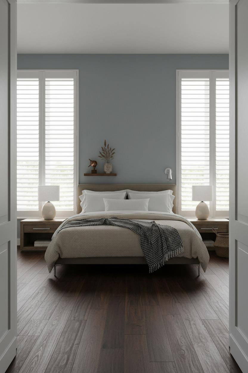 Coastal Bedroom Whitewashed Shutters Beach Vibe