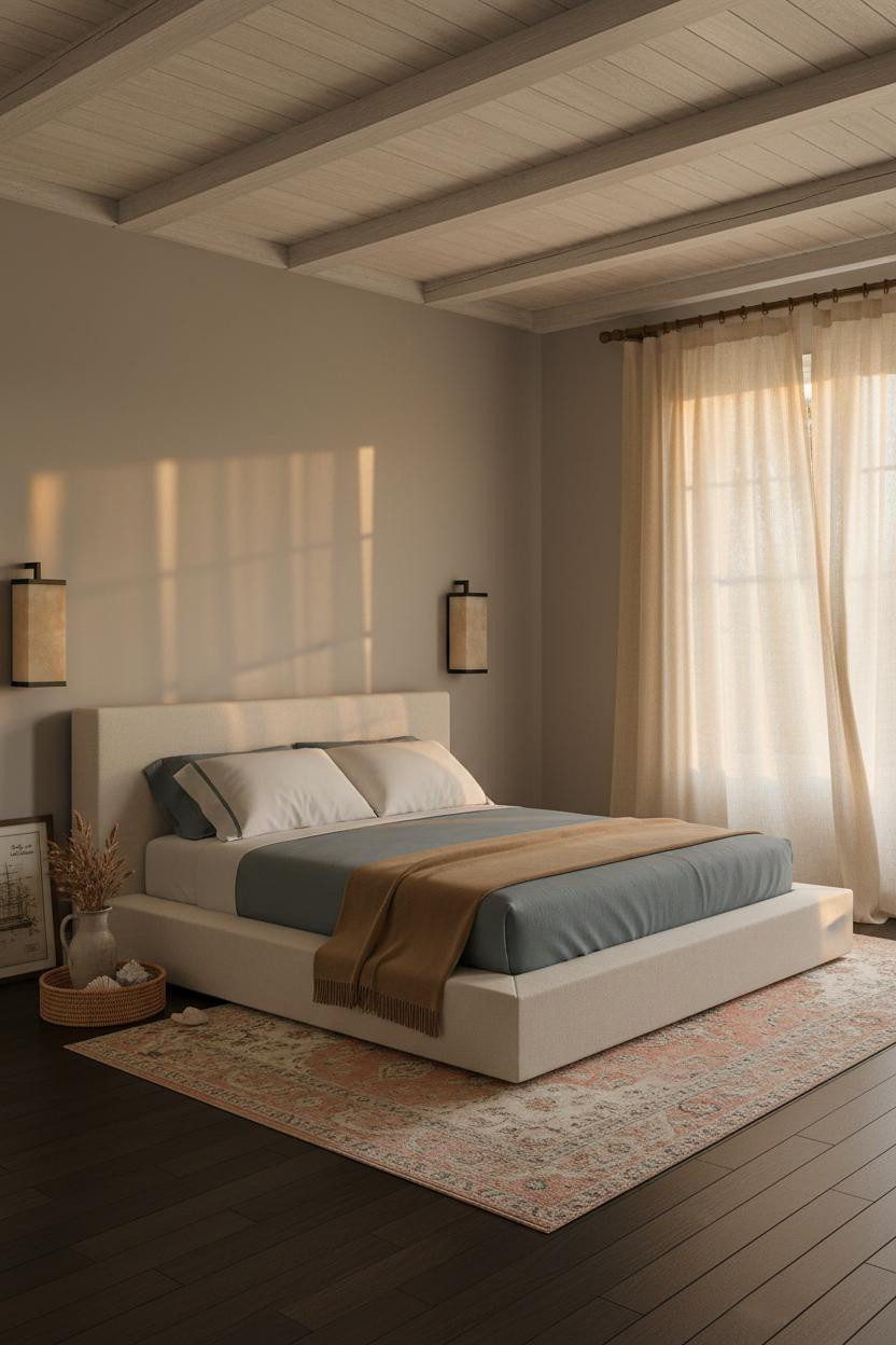 Coastal Grandma Bedroom Beadboard Ceiling