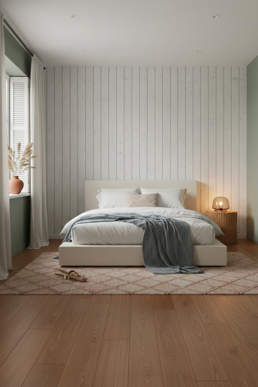 Coastal Grandma Bedroom Beadboard Sage