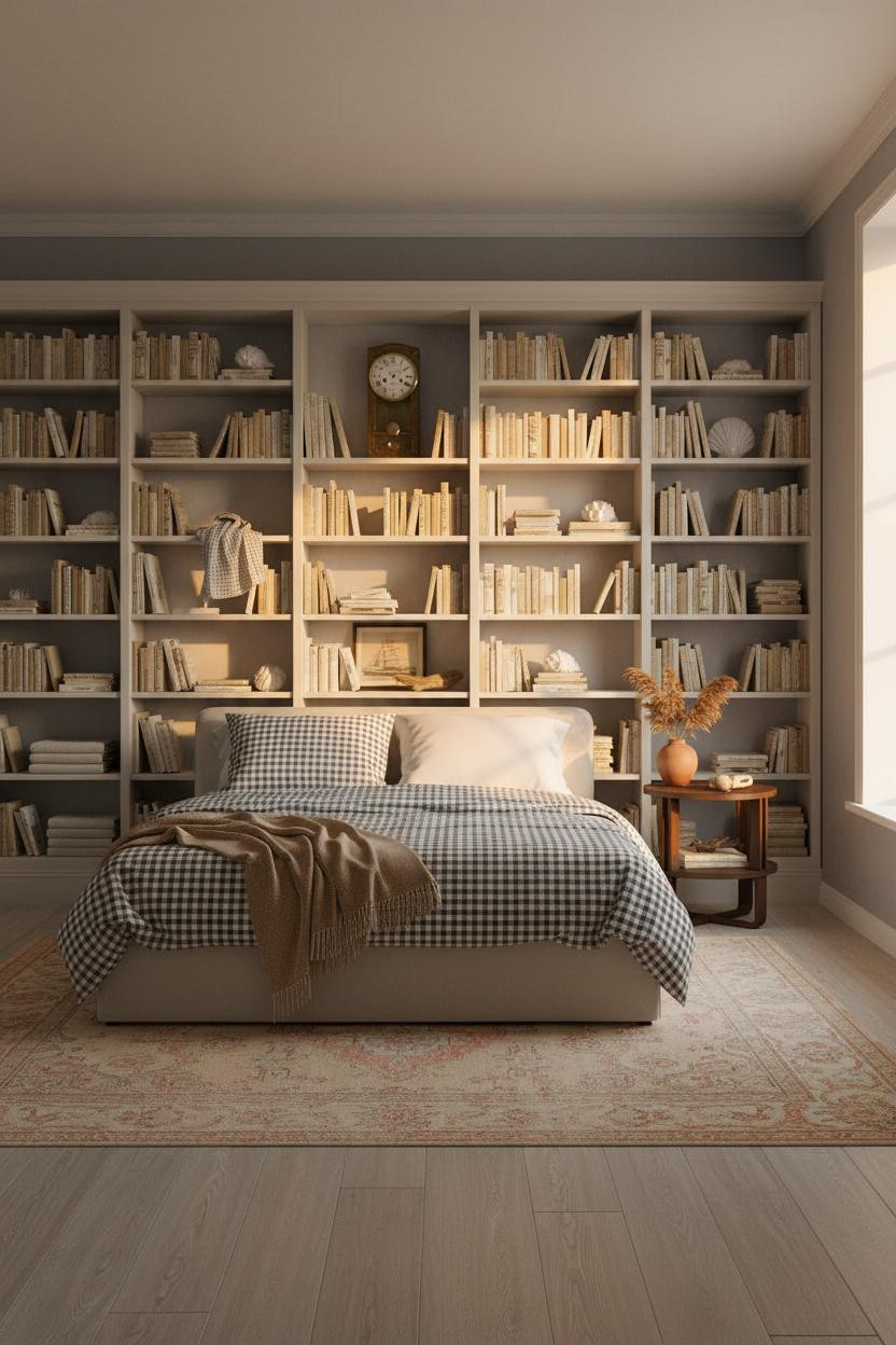Coastal Grandma Bedroom Bookshelf Design