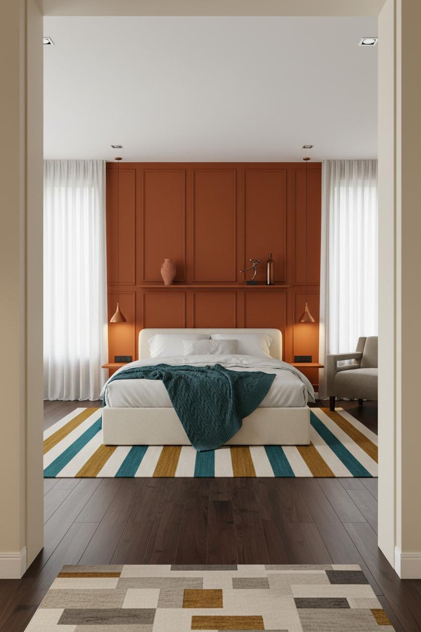 Colorful Bedroom Burnt Orange Teal Design