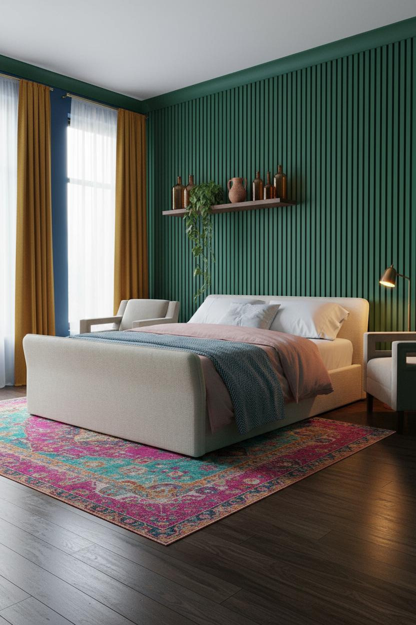 Colorful Bedroom Jewel Tones Botanical Design