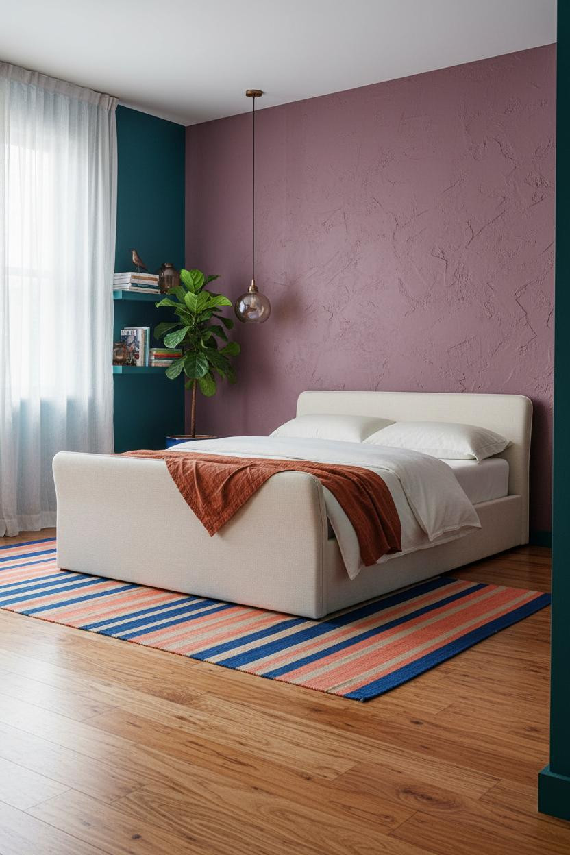 Colorful Bedroom Jewel Tones Mauve Walls