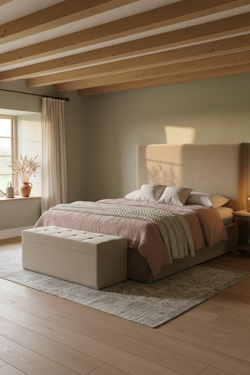 Cottage Bedroom Sage Green Oak Beams