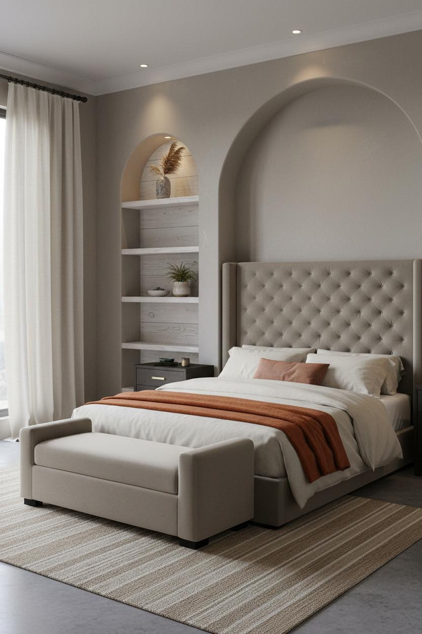 Cozy Coastal Bedroom Whitewashed Alcove