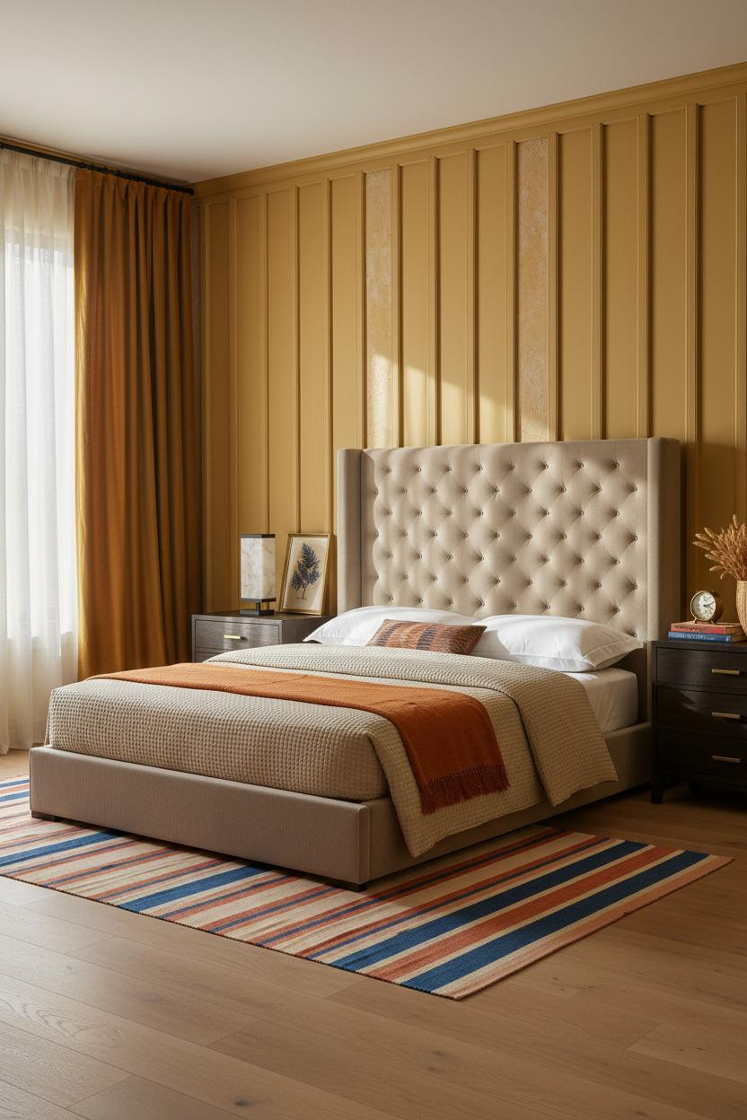 Cozy Eclectic Bedroom Mustard Board Batten