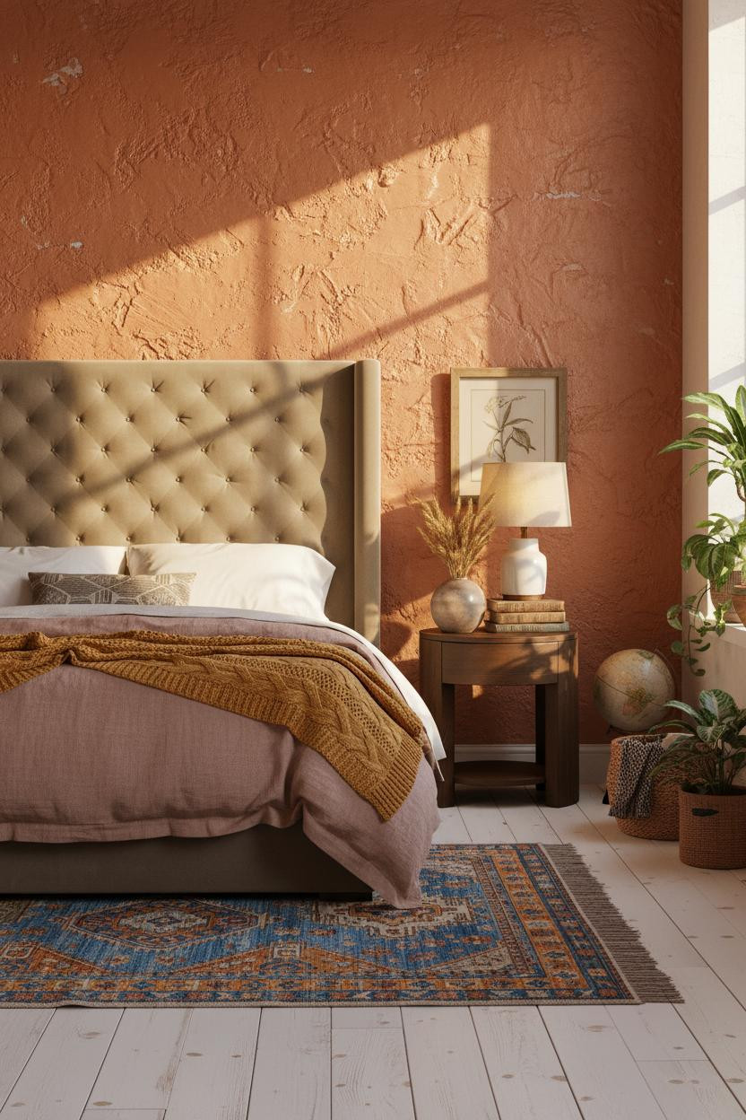 Cozy Eclectic Bedroom Terracotta Vintage