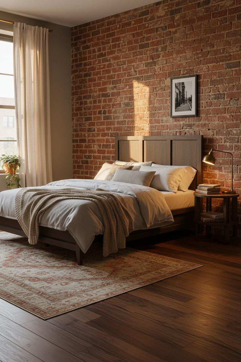 Cozy Eclectic Bedroom Vintage Exposed Brick