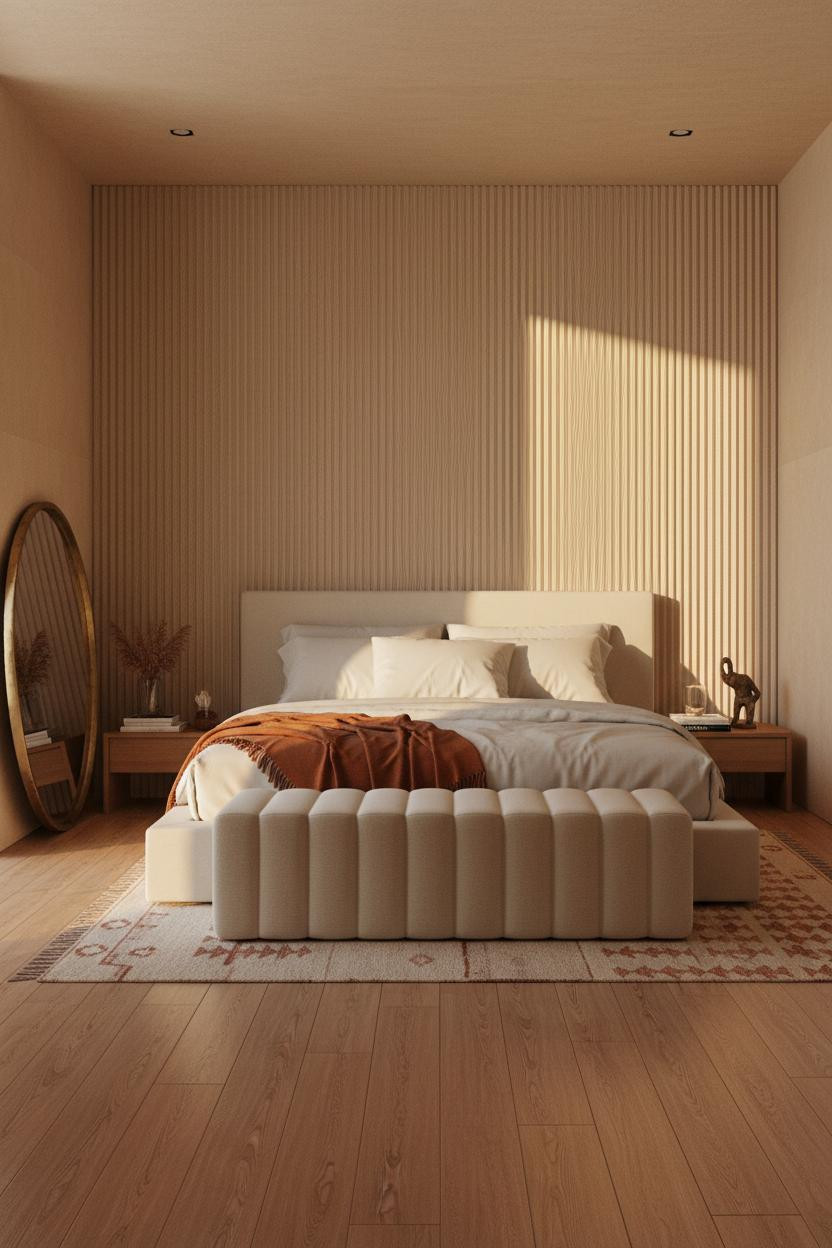 Cozy Elegant Bedroom Fluted Plaster Coastal