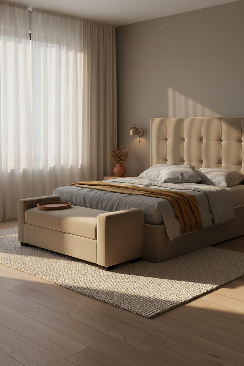 Cozy Elegant Bedroom Linen Headboard