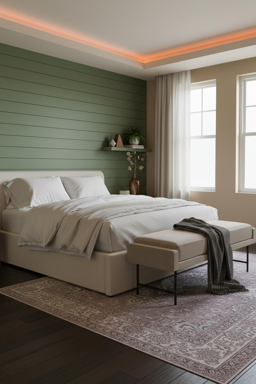 Cozy Elegant Bedroom Moss Green Romantic