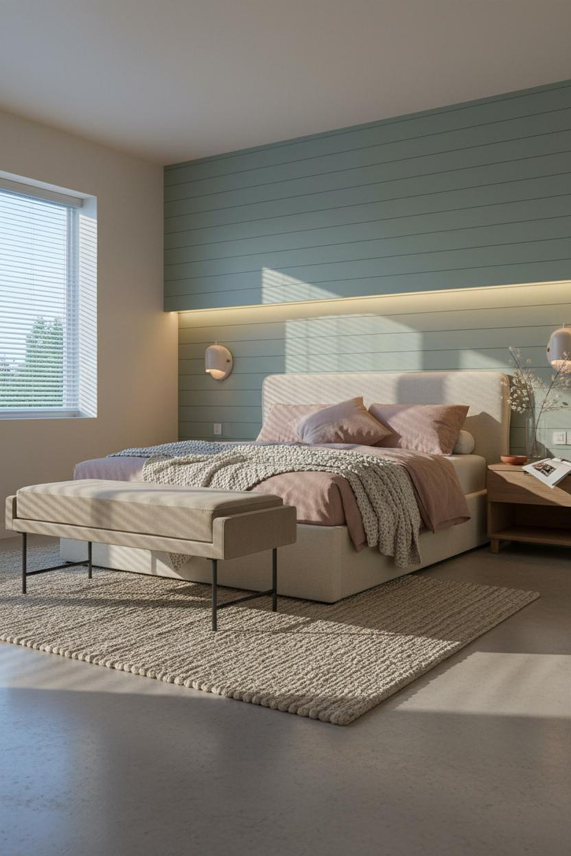 Cozy Elegant Bedroom Sage Shiplap Morning Light