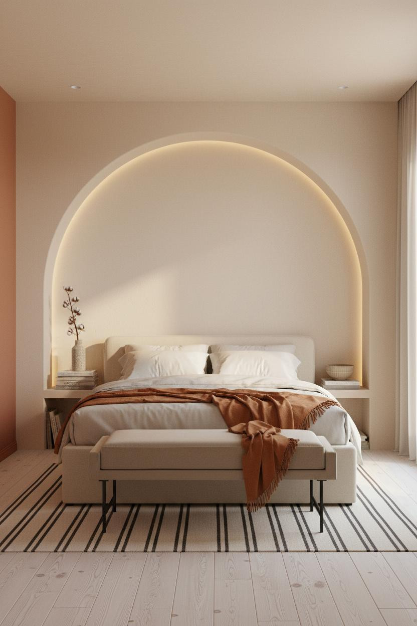 Cozy Elegant Bedroom Scandi Arched Niche