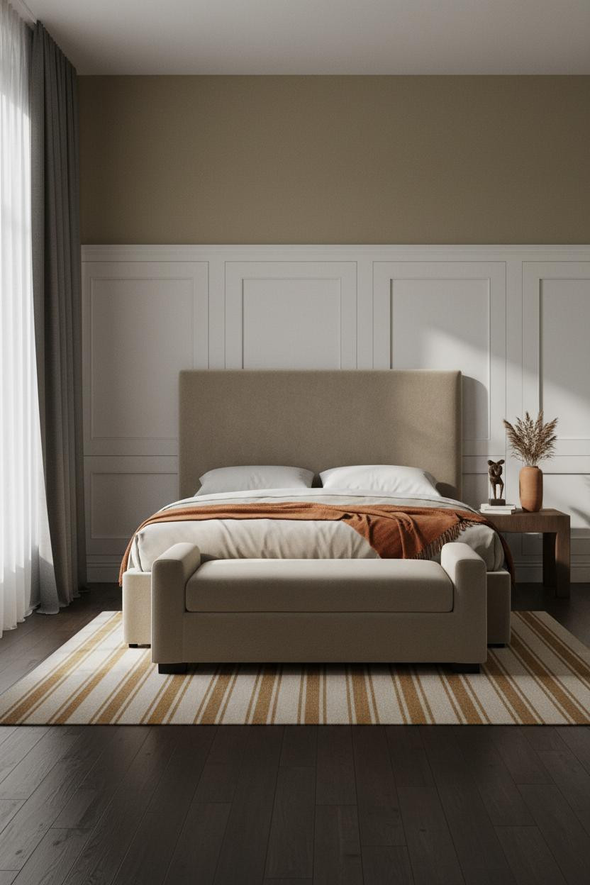 Cozy Elegant Bedroom Wainscoting Romantic