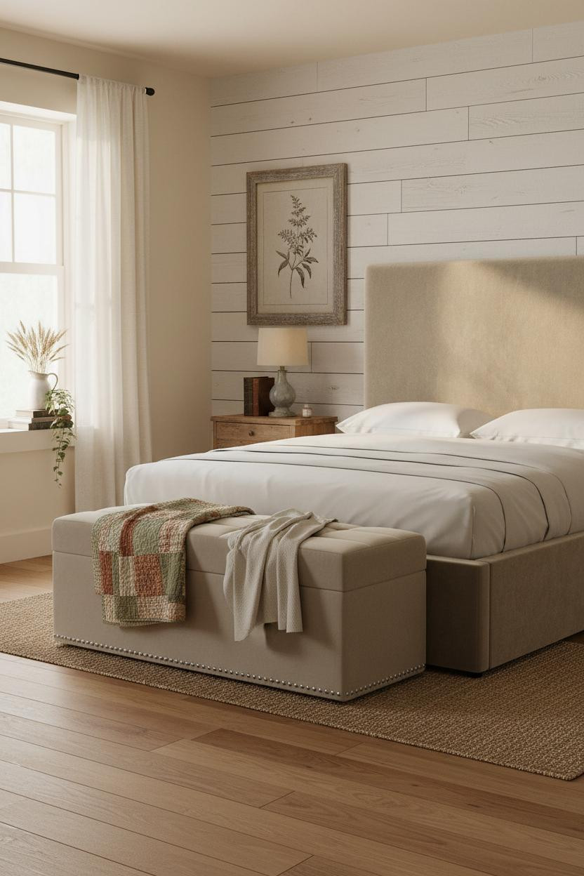 Cozy Farmhouse Bedroom Shiplap Natural Light