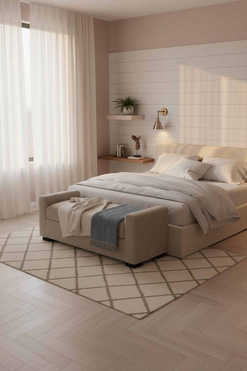 Cozy Girly Bedroom Pink Shiplap Light