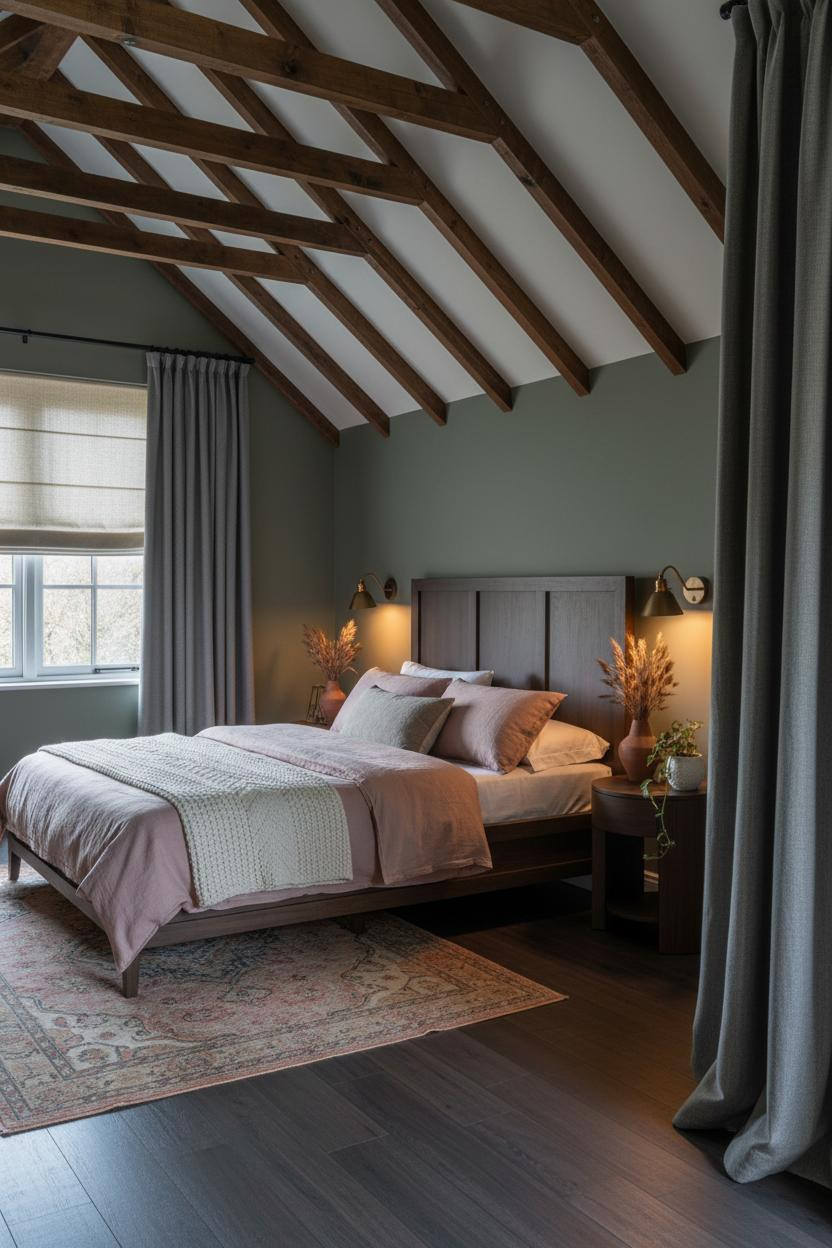 Cozy Green Attic Bedroom Botanical