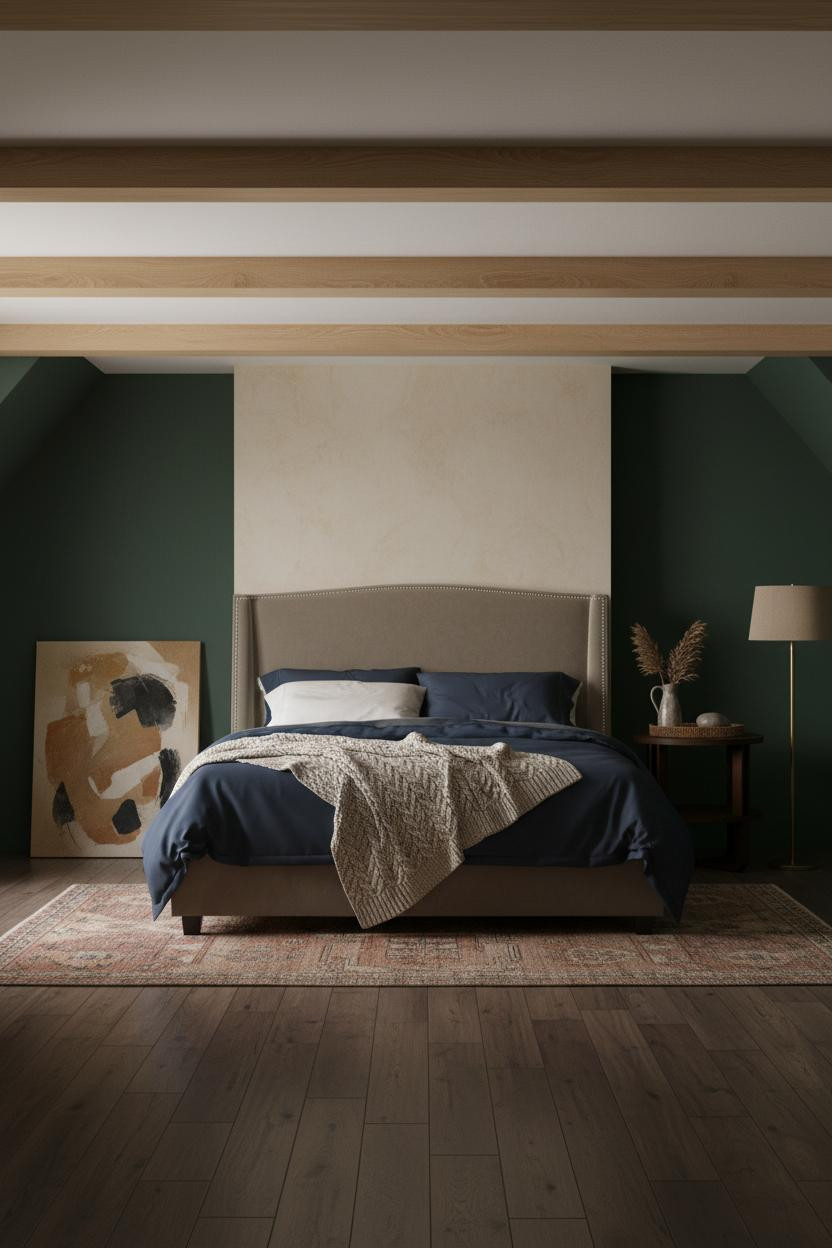 Cozy Green Attic Bedroom Natural Light