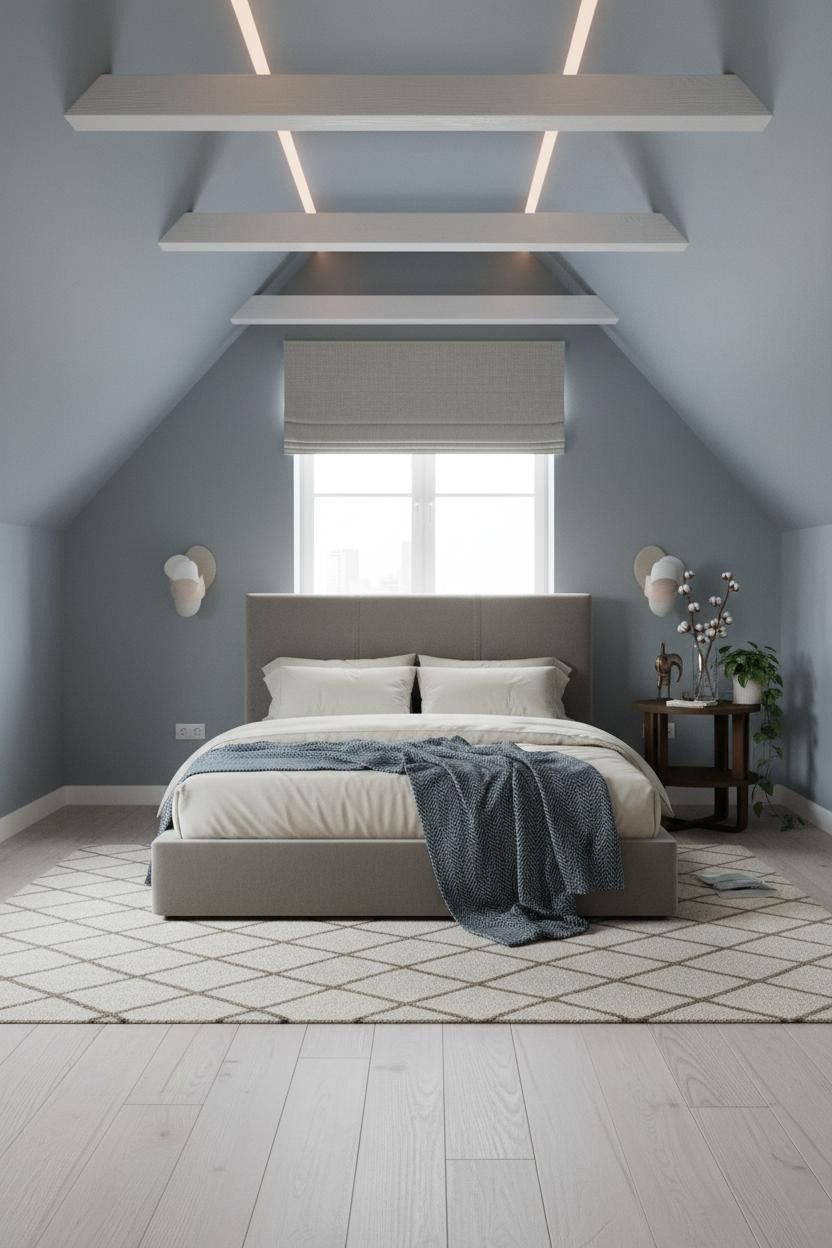 Cozy Green Attic Bedroom Sage Walls