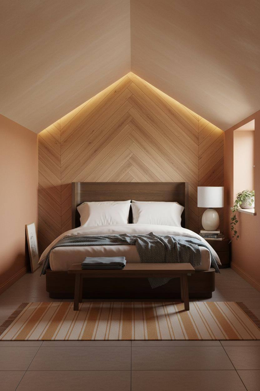 Cozy Green Bedroom Attic Warm Light