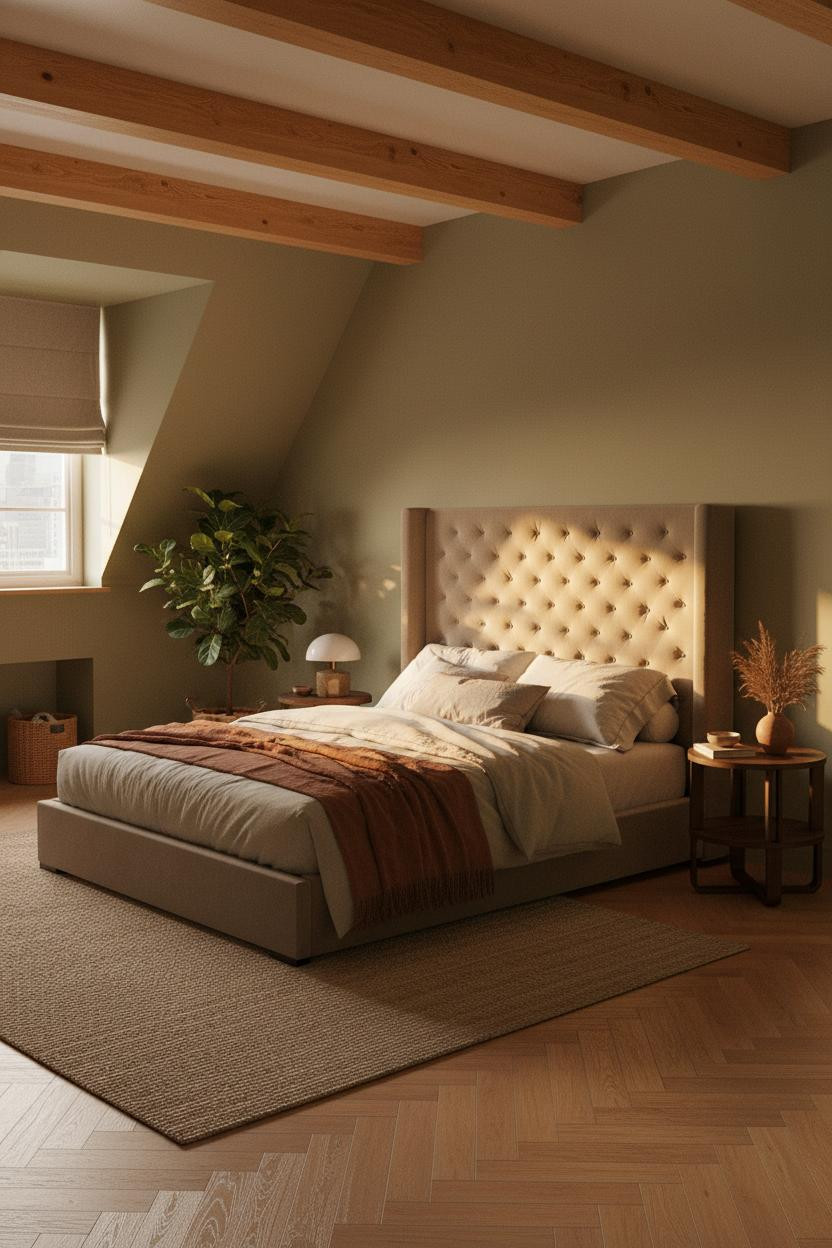 Cozy Green Bedroom Attic Warm Sage