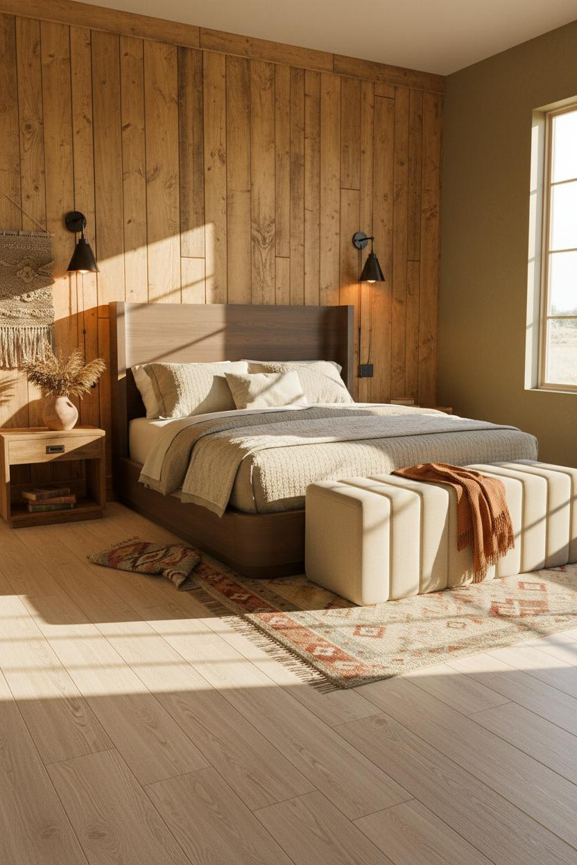 Cozy Western Bedroom Reclaimed Wood