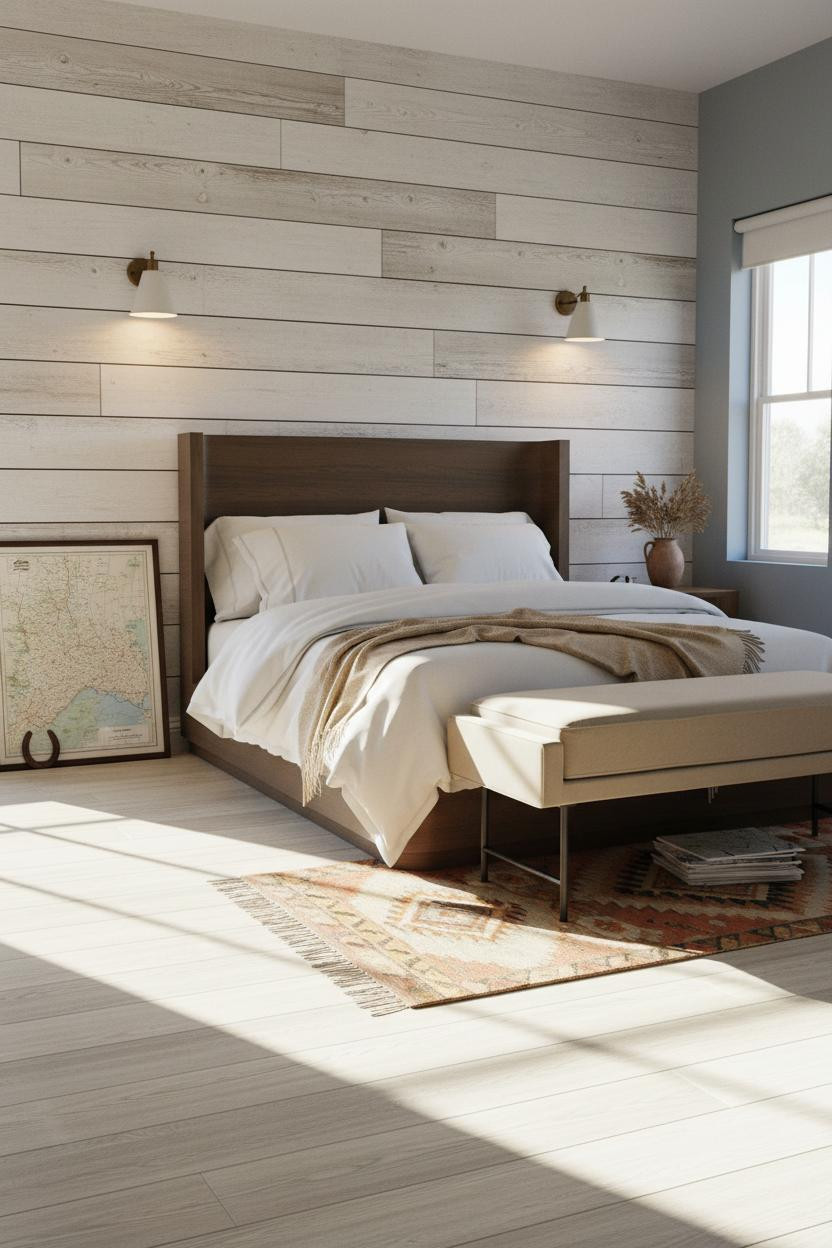 Cozy Western Bedroom Shiplap Morning Light