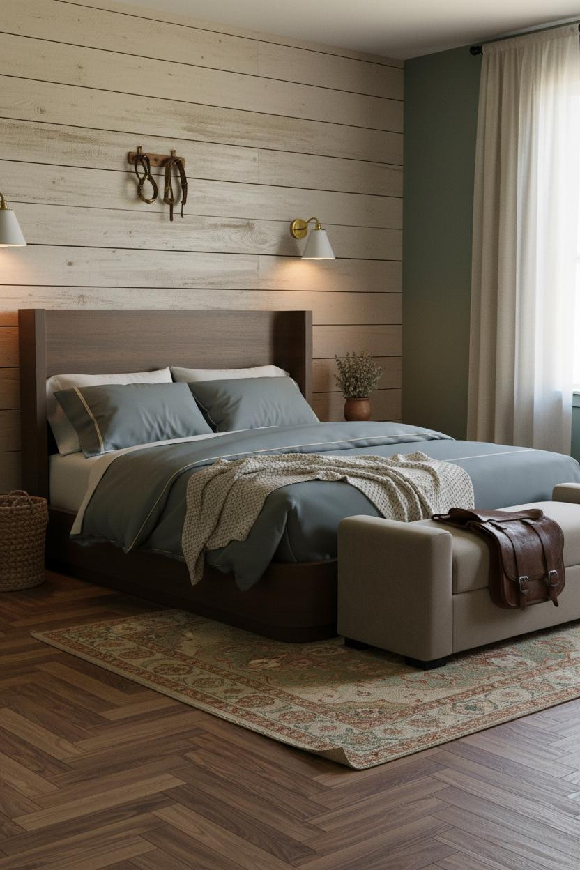 Cozy Western Bedroom Shiplap Sage